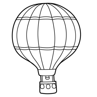 Hot Air Balloon Coloring Page Isolated for Kids