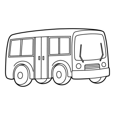 Bus Coloring Page Isolated for Kids