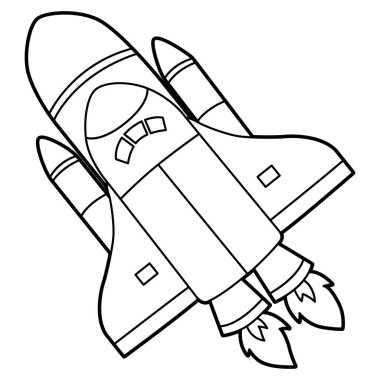 Rocket Coloring Page Isolated for Kids