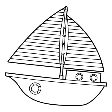 Sailboat Coloring Page Isolated for Kids