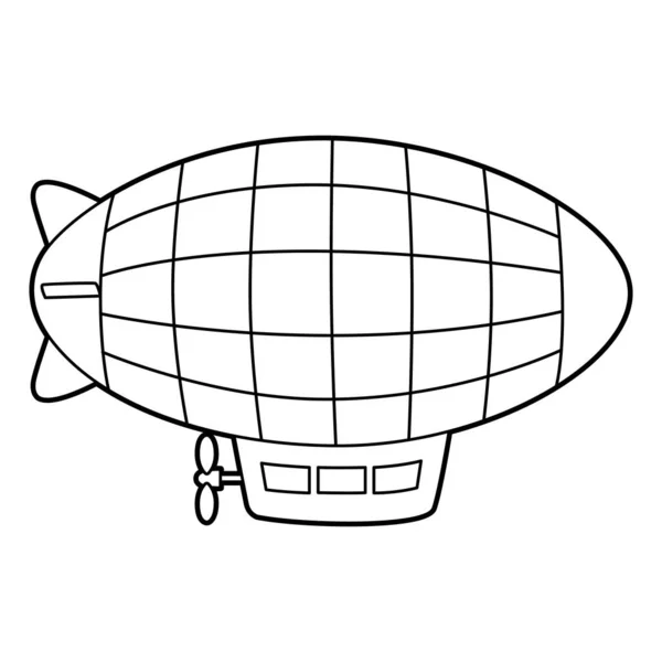 Zeppelin Coloring Page Isolated for Kids — Vetor de Stock