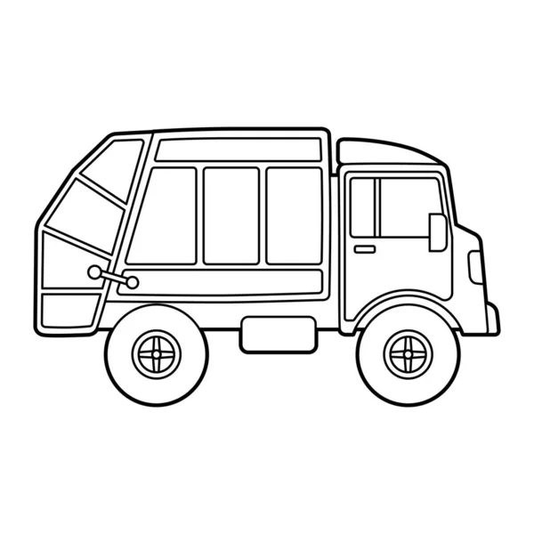 Garbage Truck Coloring Page Isolated for Kids — Vettoriale Stock