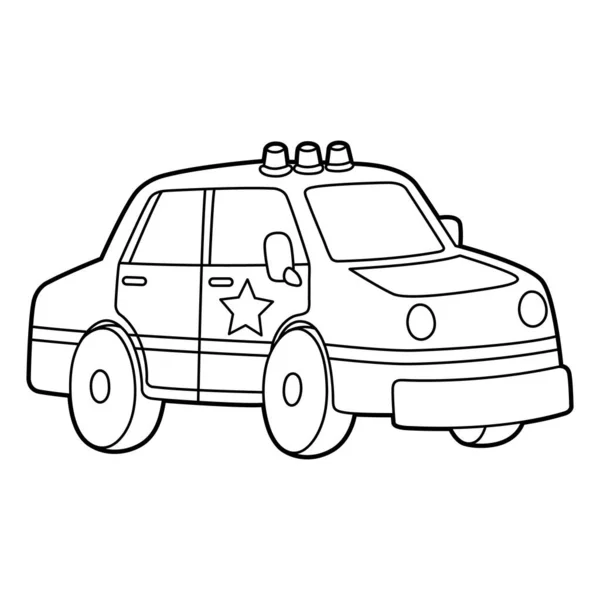 Police Car Coloring Page Isolated for Kids — стоковый вектор