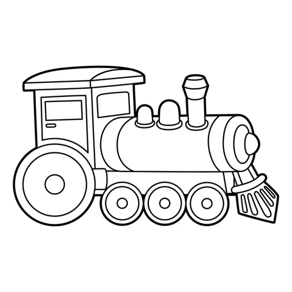 Steam Locomotive Coloring Page Isolated for Kids — Stock Vector