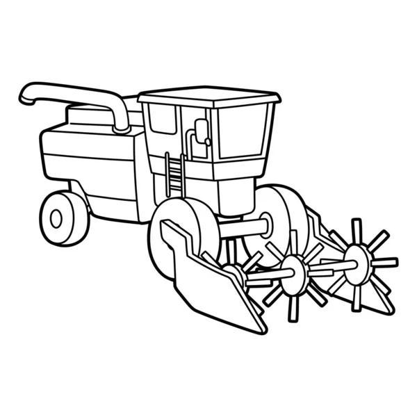 Combine Harvester Coloring Page Isolated for Kids — 스톡 벡터