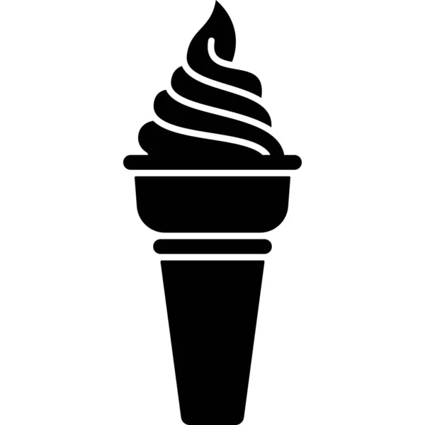 Ice Cream Cone Glyph Icon Vector — Stock Vector
