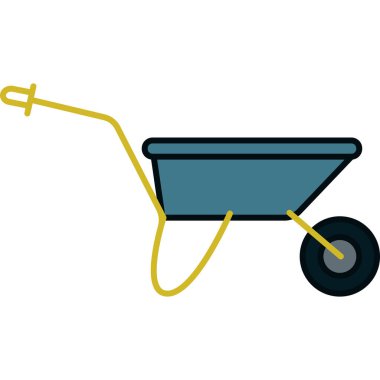 Wheelbarrow Wheel Filled Outline Icon Vector