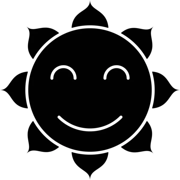 Smiling Sun Glyph Icon Vector —  Vetores de Stock