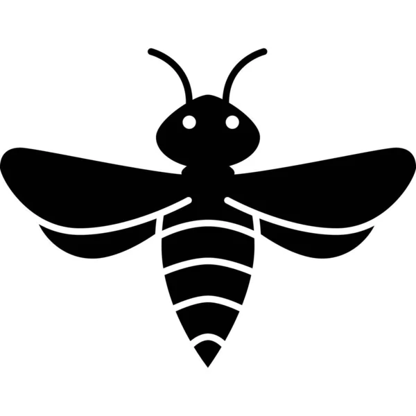 Bee Insect Glyph Icon Vector — 스톡 벡터