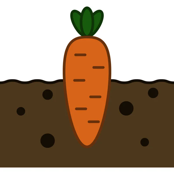 Carrot In Earth Filled Outline Icon Vector — Vettoriale Stock