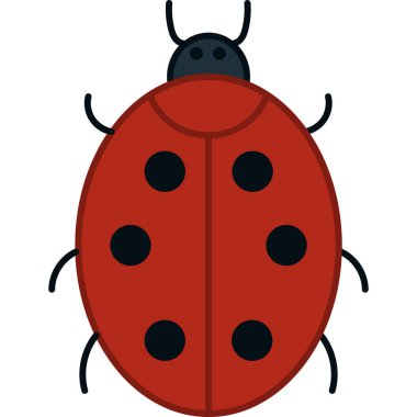 Ladybug Beetle Filled Outline Icon Vector