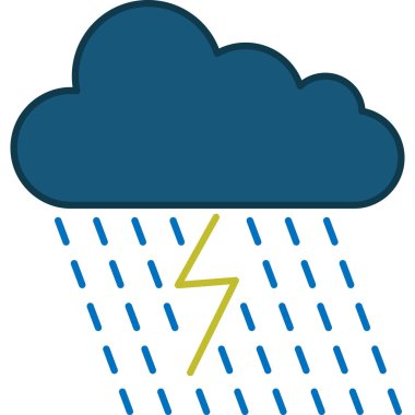 Cloud With Rain Thunder Filled Outline Icon Vector
