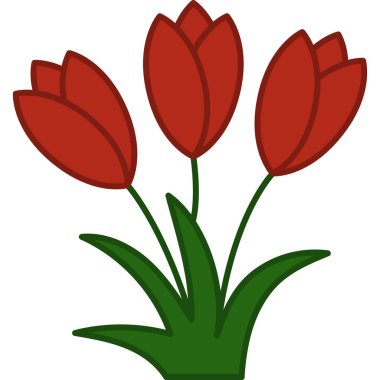 Tulip Flower Filled Outline Icon Vector