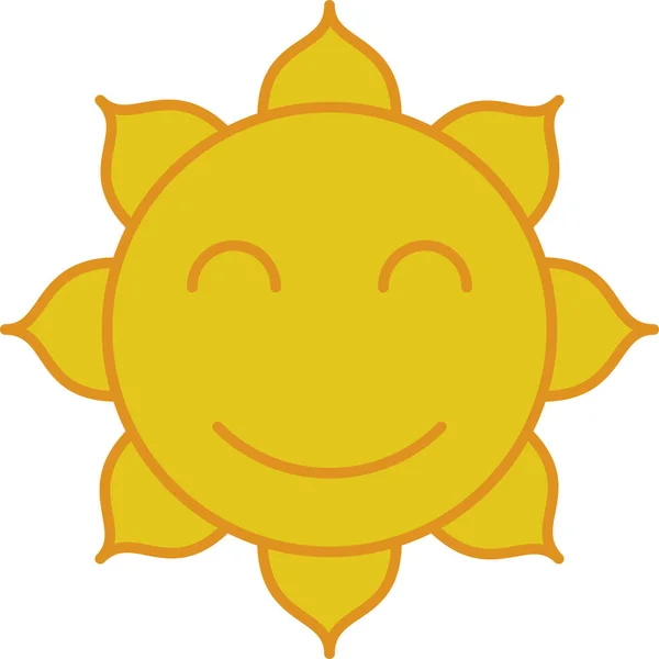 Smiling Sun Filled Outline Icon Vector —  Vetores de Stock