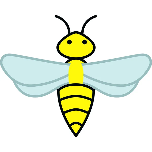 Lebah Serangga Mengisi Vektor Ikon Outline - Stok Vektor