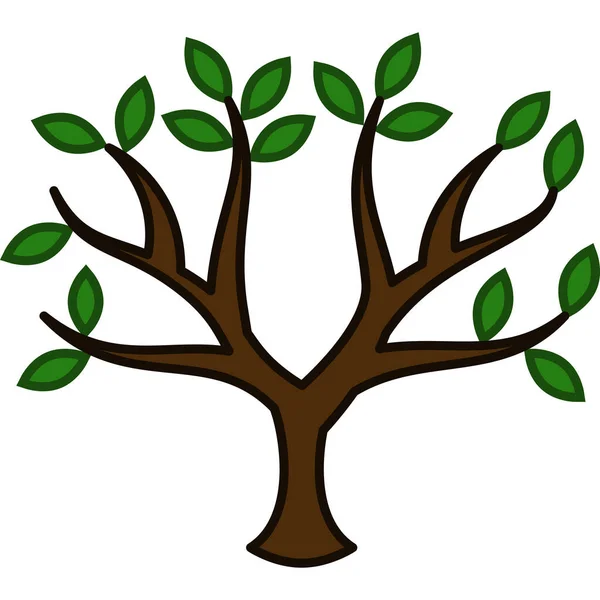 Árbol planta llena esquema icono Vector — Vector de stock