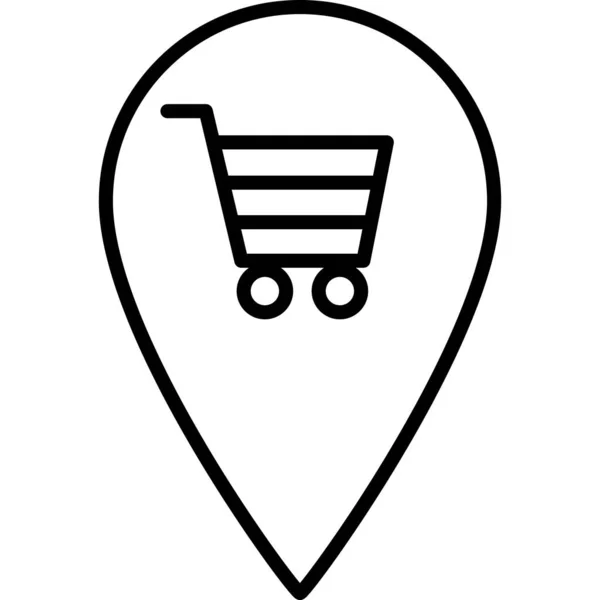 Shopping Cart Location Outline Icon Vector — Stock Vector