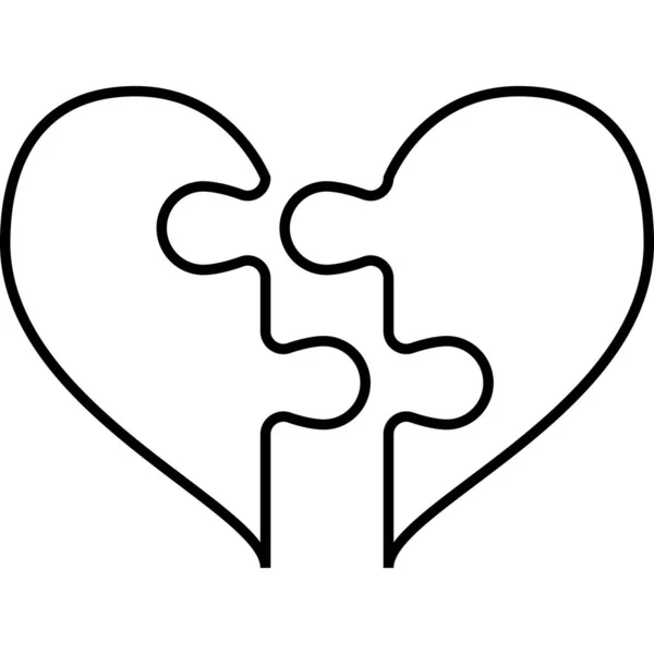 Σπασμένη καρδιά παζλ περίγραμμα διάνυσμα εικονίδιο — Διανυσματικό Αρχείο