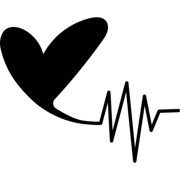 Lifeline Heart Glyph Icon Vector — Stock Vector