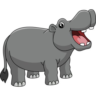 Hippo Çizgi Filmi Clipart Vektör İllüstrasyonu