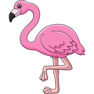 Flamingo Çizgi Filmi Clipart Vektör İllüstrasyonu