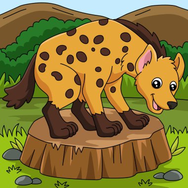 Sırtlan Çizgi Filmi Vektör Renkli Resimleri