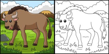 Antilop Renklendirme Sayfa Vektörü İllüstrasyonu