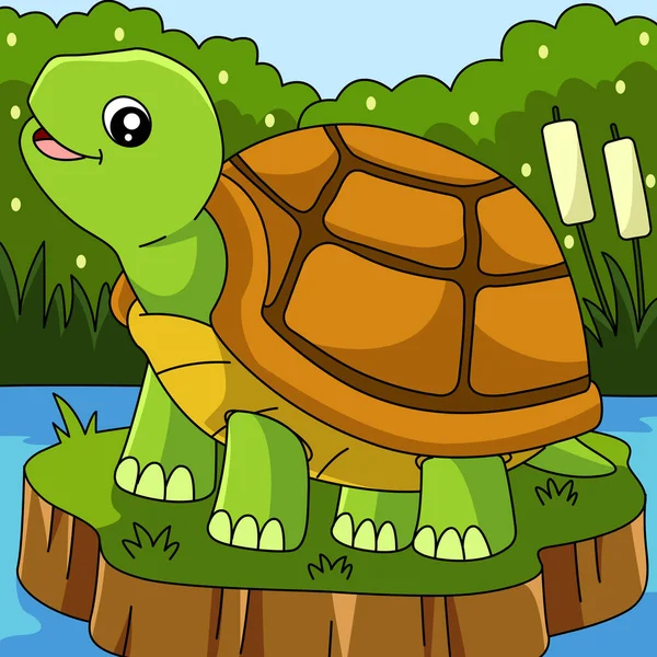 Desenhos animados tartaruga Vector ilustração colorida — Vetor de Stock