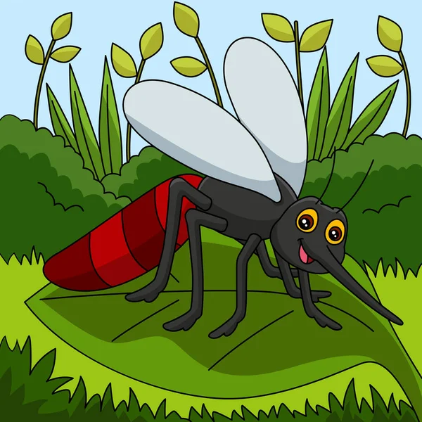 Mosquito Cartoon Vector ilustração colorida —  Vetores de Stock