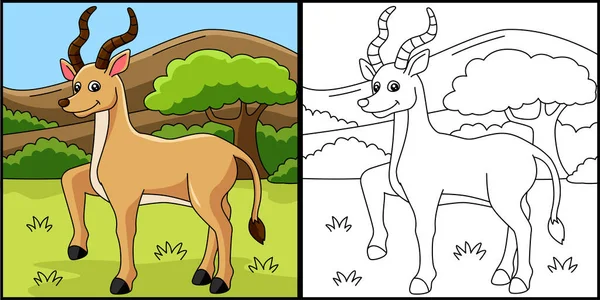 Antelope kolorowanie strony Wektor ilustracji — Wektor stockowy