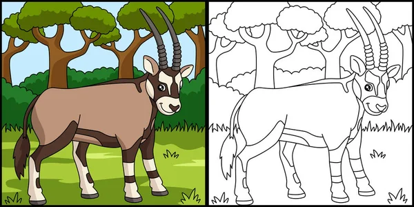 Oryx kolorowanie strony wektor ilustracji — Wektor stockowy