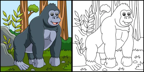 Gorilla Kleurplaat Vector Illustratie — Stockvector