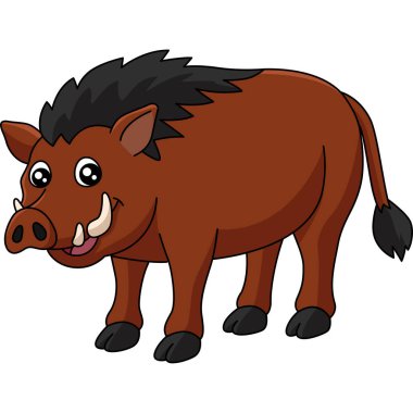 Yaban Domuzu Çizgi Filmi Clipart Vektör İllüstrasyonu