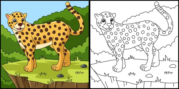 Cheetah Kleurplaat Vector Illustratie — Stockvector