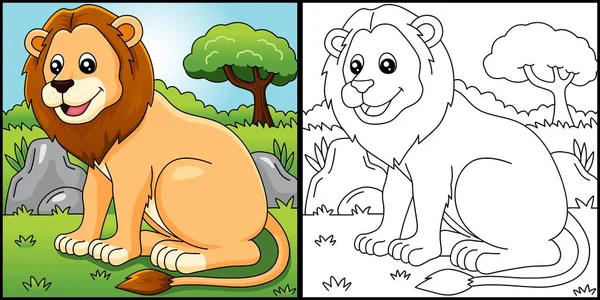 Lion kolorowanie strony Wektor ilustracji — Wektor stockowy