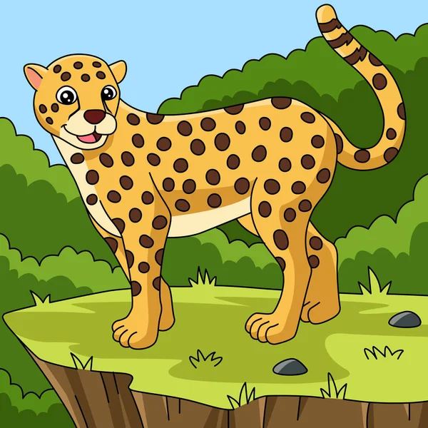 Cheetah Cartoon Vector ilustración coloreada — Vector de stock