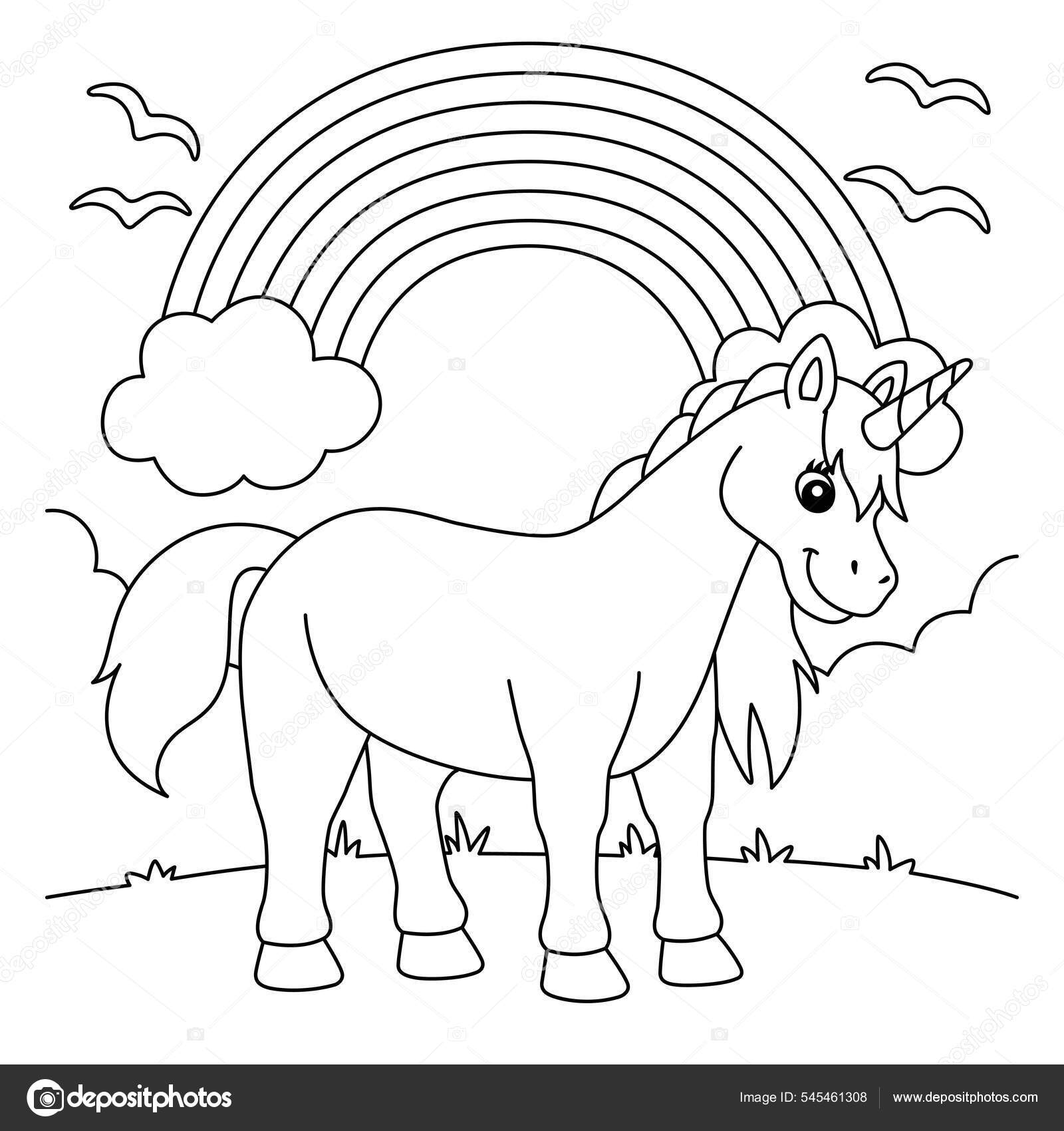 独角兽站在彩虹色的页面下图库矢量图©abbydesign 545461308, image size:1600x1700