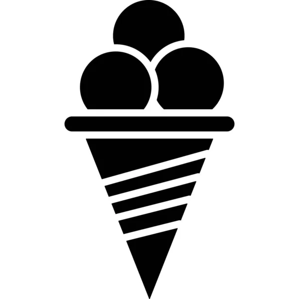 Ice Cream Cone Glyph Icon Food Vector — Stock Vector