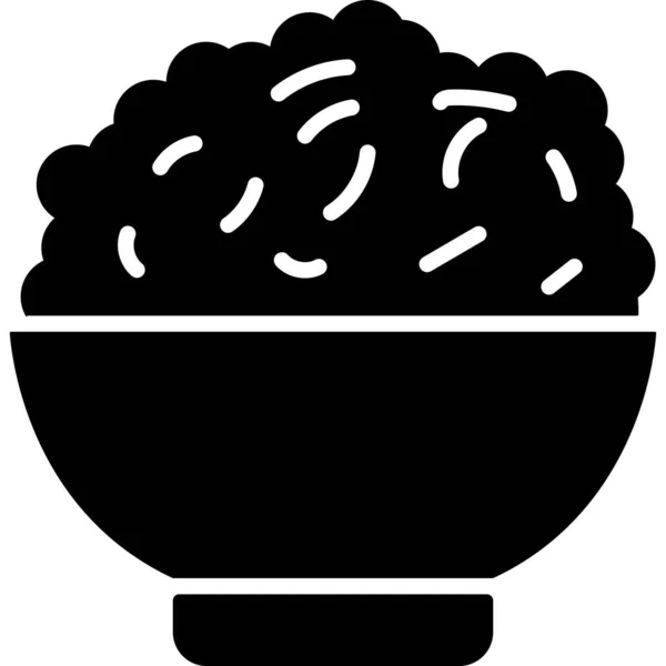 Rijst in een schaal Glyph Icon Food Vector — Stockvector