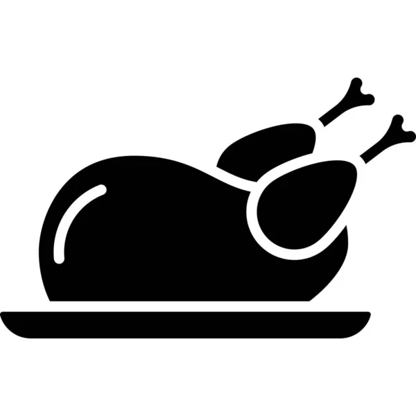 Geroosterde kip Glyph Icon Food Vector — Stockvector