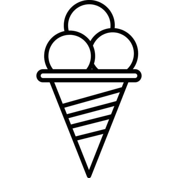 Ice Cream In Cone Outline Icon Food Vector — Stock Vector