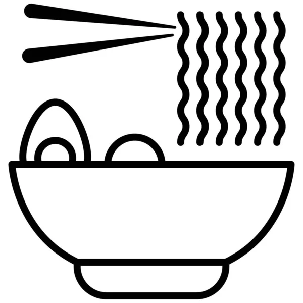 Ramen Bowl Esquema Icono Alimentación Vector — Vector de stock