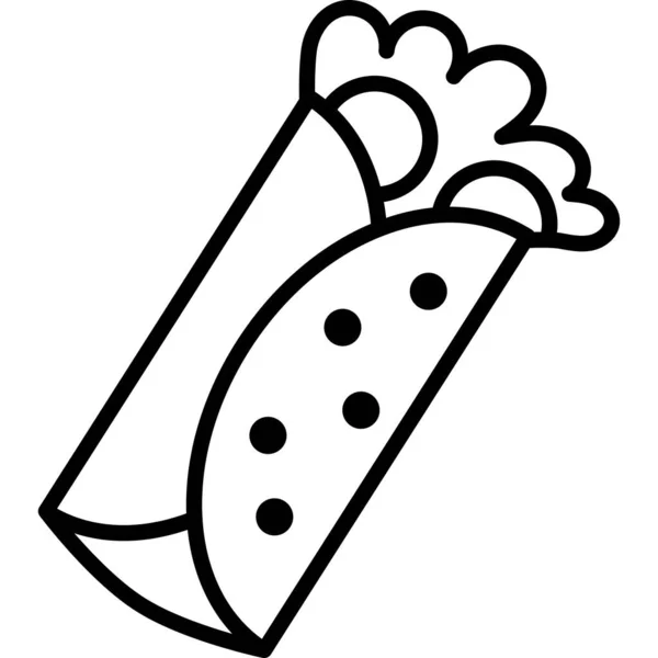 Burrito kontur ikonen livsmedel vektor — Stock vektor