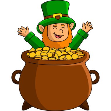 Aziz Patricks Günü Altın Ot Çizgi Filmi Clipart Vektörü 