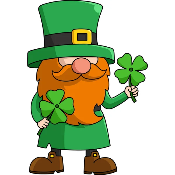 St Patricks Day Gnome Cartoon Clipart Vector — Stock Vector