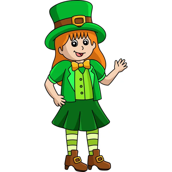 St. Patricks Day kabouter meisje cartoon clipart — Stockvector