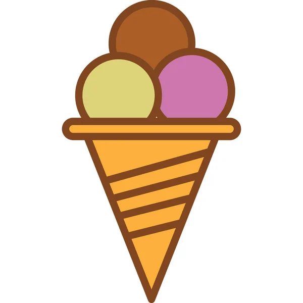 Ice Cream In Cone Filled Outline Icon Vector — Stock Vector