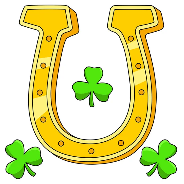 St. Patricks Day Horseshoe Cartoon Vector Colored — Stock Vector