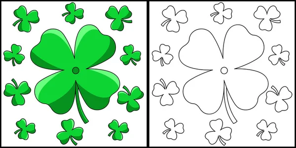 San Patrizio Giorno Shamrock Disegno da colorare Vettore — Vettoriale Stock