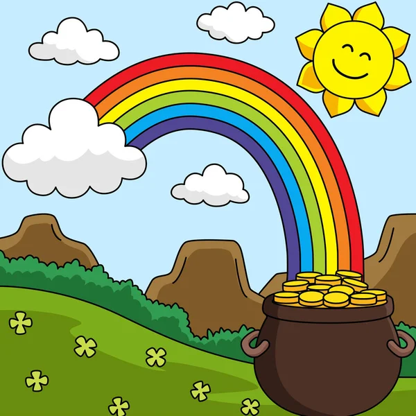 St. Patricks Dia Arco-íris Cartoon Vector colorido — Vetor de Stock